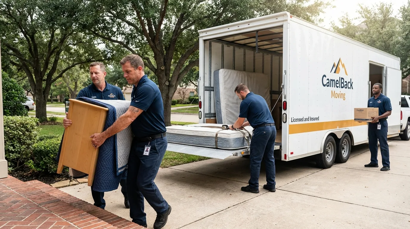 Crew loading residential truck for cross-state move from Easton, PA