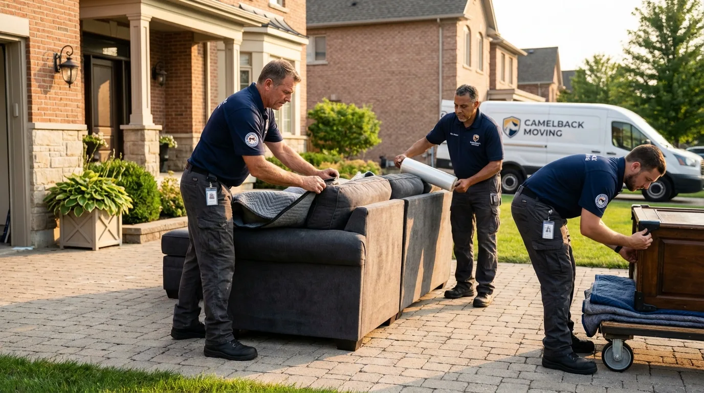 Large estate moving crew wrapping furniture in Easton, PA