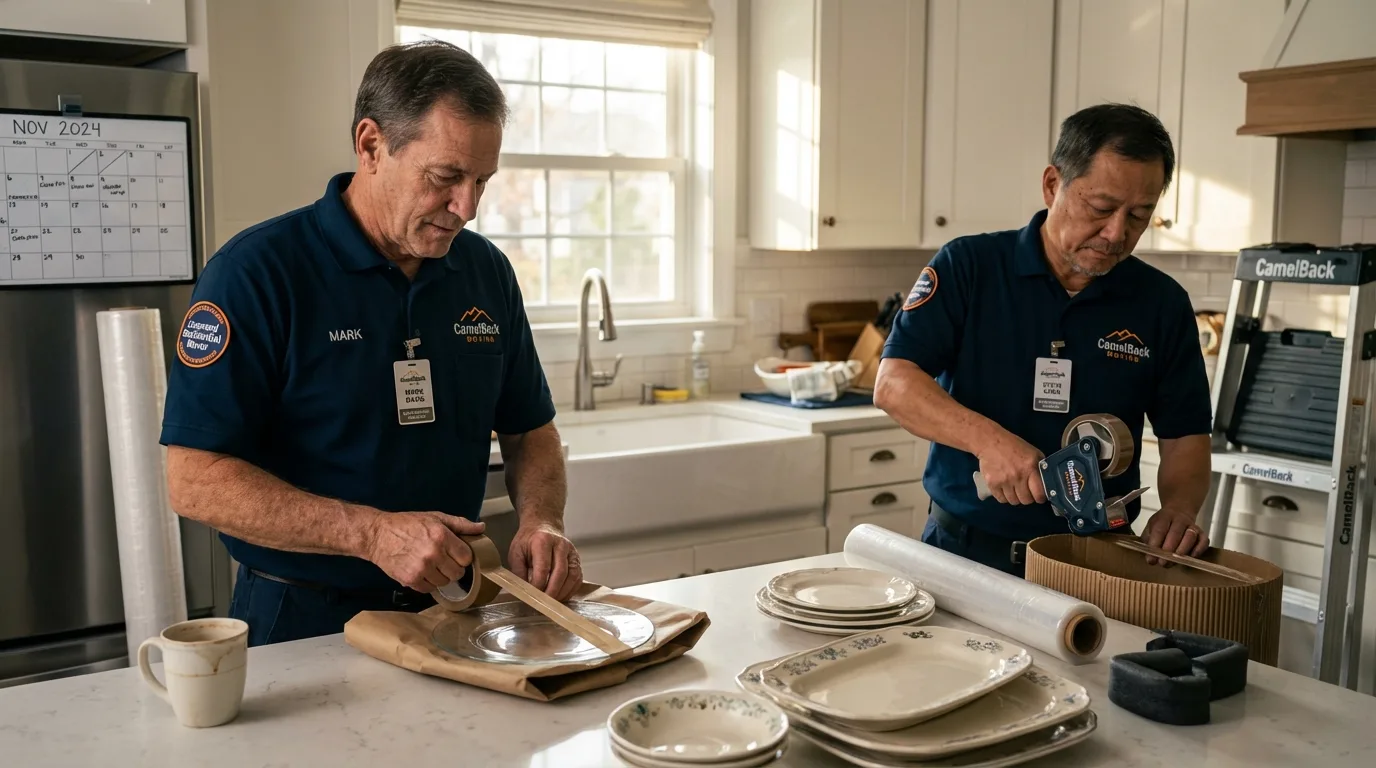 Professional crew packing kitchen dishware in Easton, PA